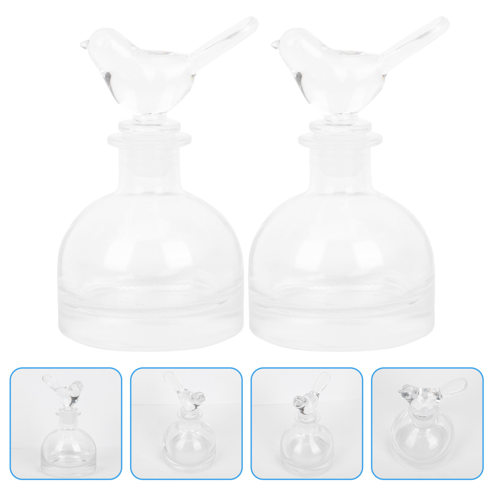 Home Fragrance Aromatherapy - 2 個のガラス香水瓶プレミアムクリア頑丈な家庭用車装飾フレグランス収納アロマセラピーボトル
