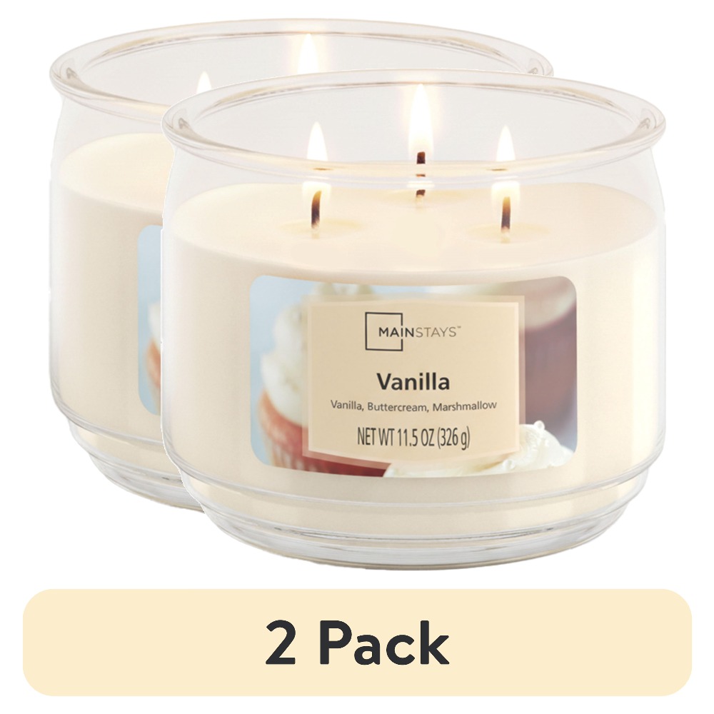 Home Fragrance Vanilla Scented Candle - バニラの香りの3芯ガラス瓶キャンドル2個セット（大11.5オンス）ホームデコレーションフレグランスキャンドル、リラックスアロマセラピーギフト