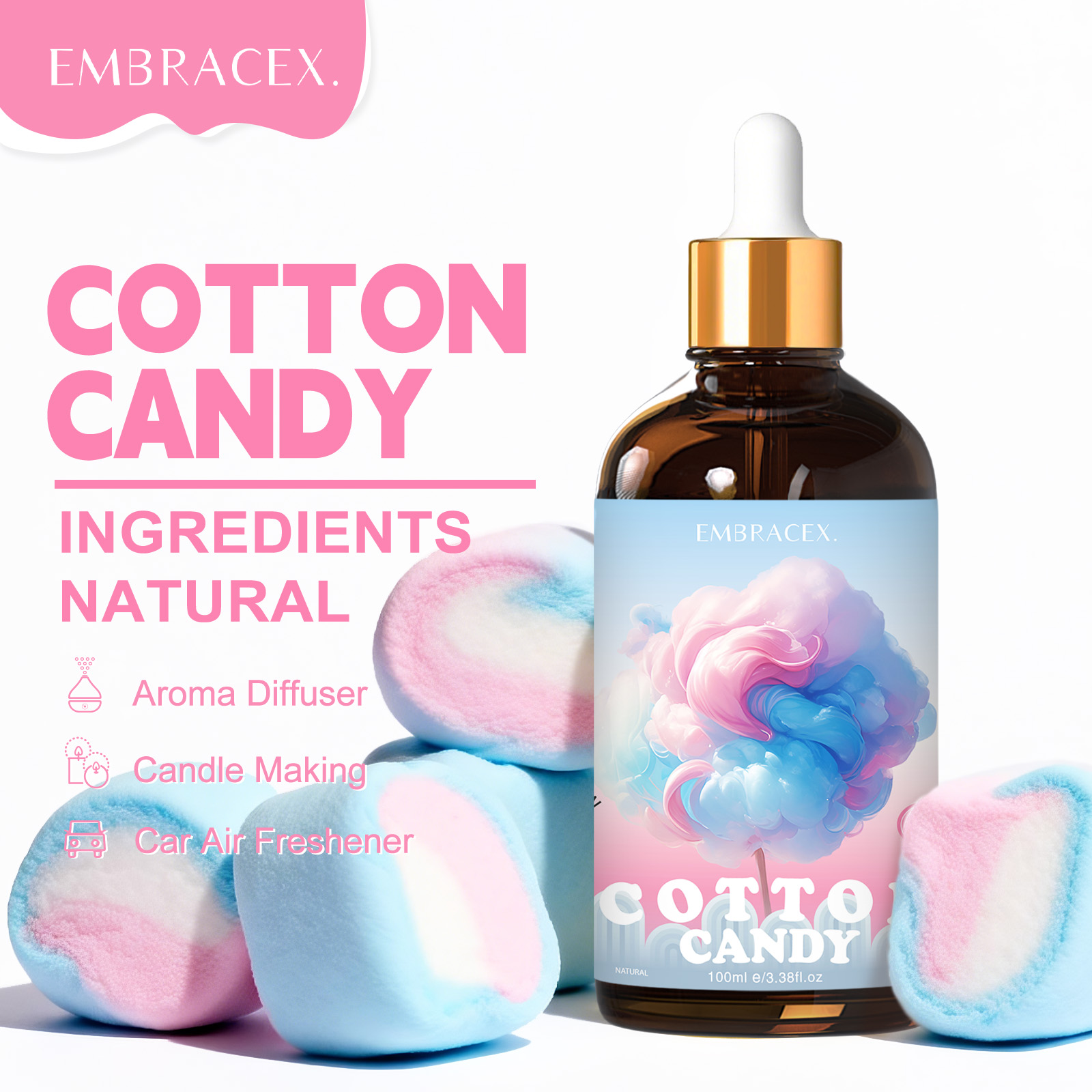 Essential Oil Blend - 100ml 綿菓子エッセンシャルオイルディフューザーキャンドル作り、友達への贈り物、甘い香りのアロマセラピー
