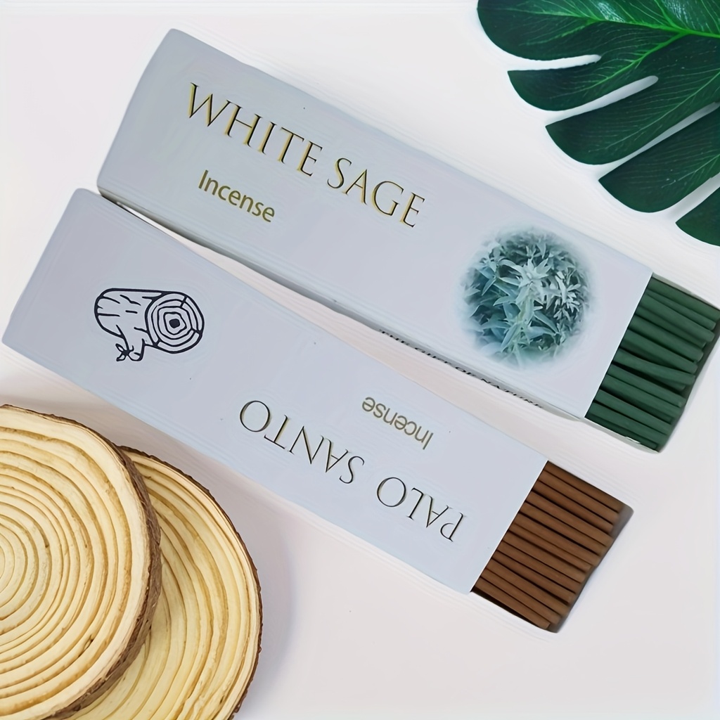 Smokeless Incense Stick - ホワイトセージ香スティック65/130本、直径2.8mm、天然素材、ヨガ、瞑想、浄化、ギフト装飾セットに最適