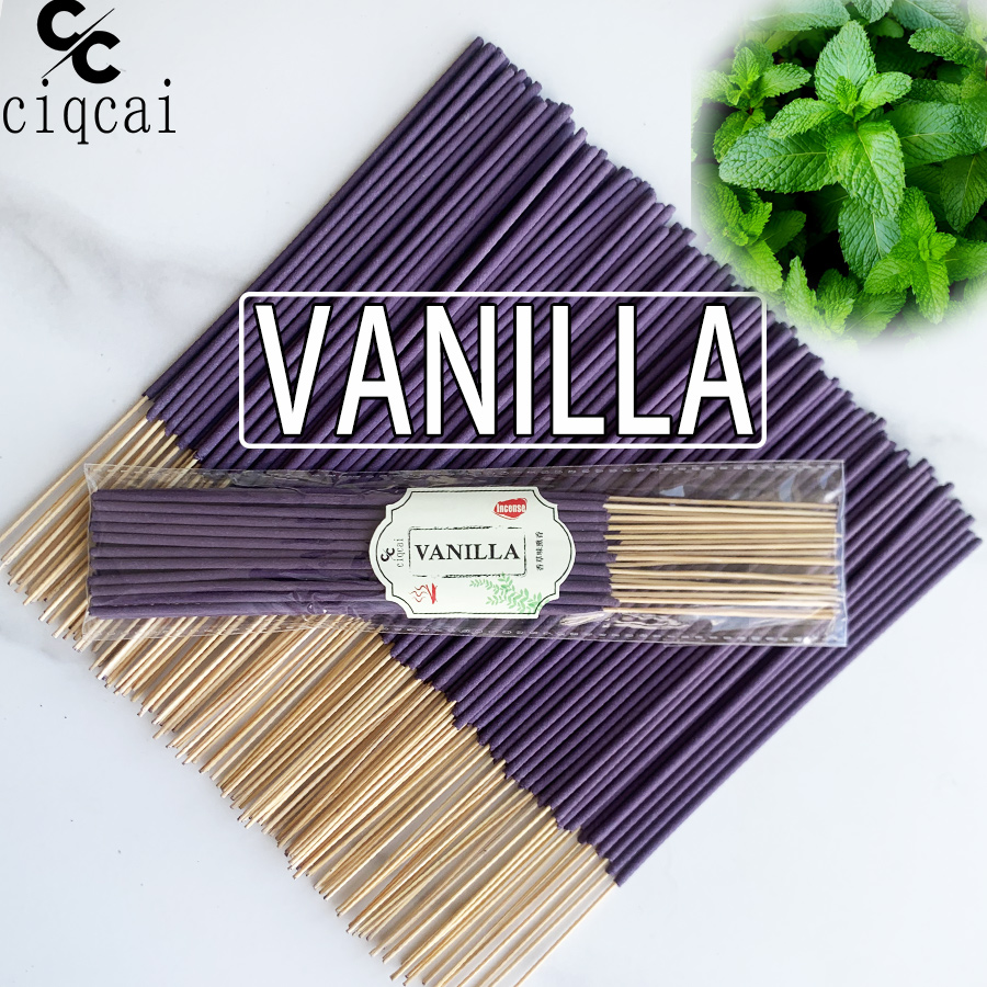 Home Fragrance Vanilla Scented Candle - バニラ風味のプレミアム天然線香、長さ22cm、香りが強い手作り竹線香、伝統的な手作り、豊かな香り、長持ちする香り、爽やかで活力を与える、消臭・臭い除去、家庭や旅行、アウトドアなどに最適、素晴らしい誕生日プレゼントやホリデーギフト