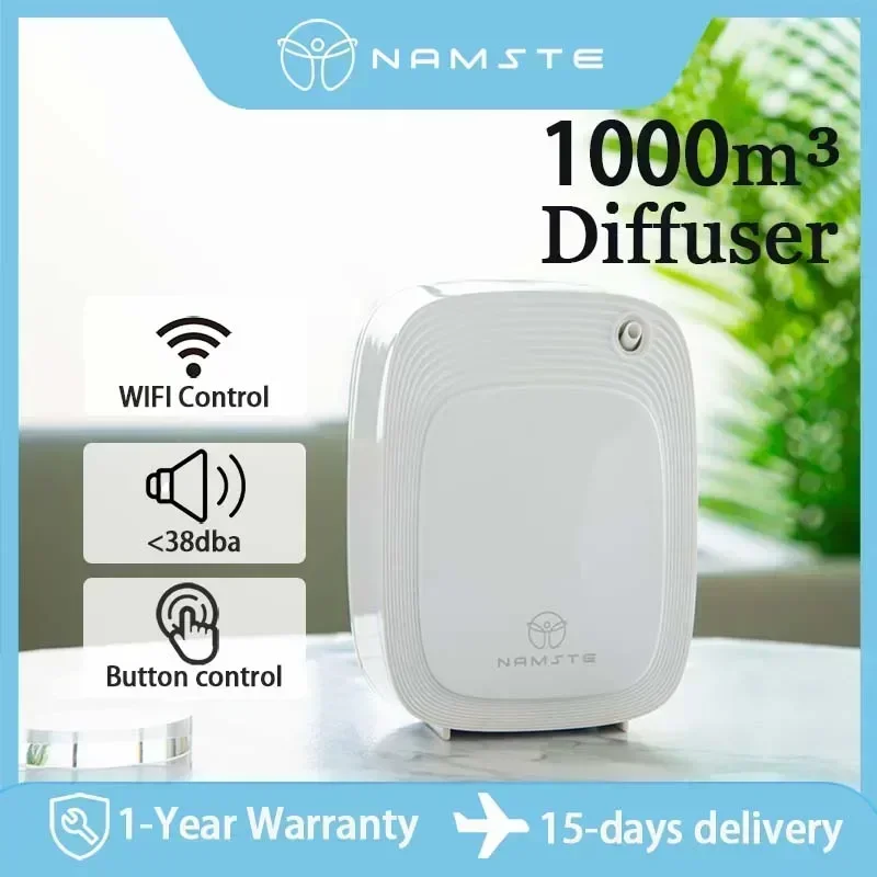 Home Fragrance Oils - Namste 1000m³ アロマディフューザーマシン 200ML 容量エッセンシャルオイル空気清浄機フレグランスオイルディフューザーホームエアフレッシュナーホット