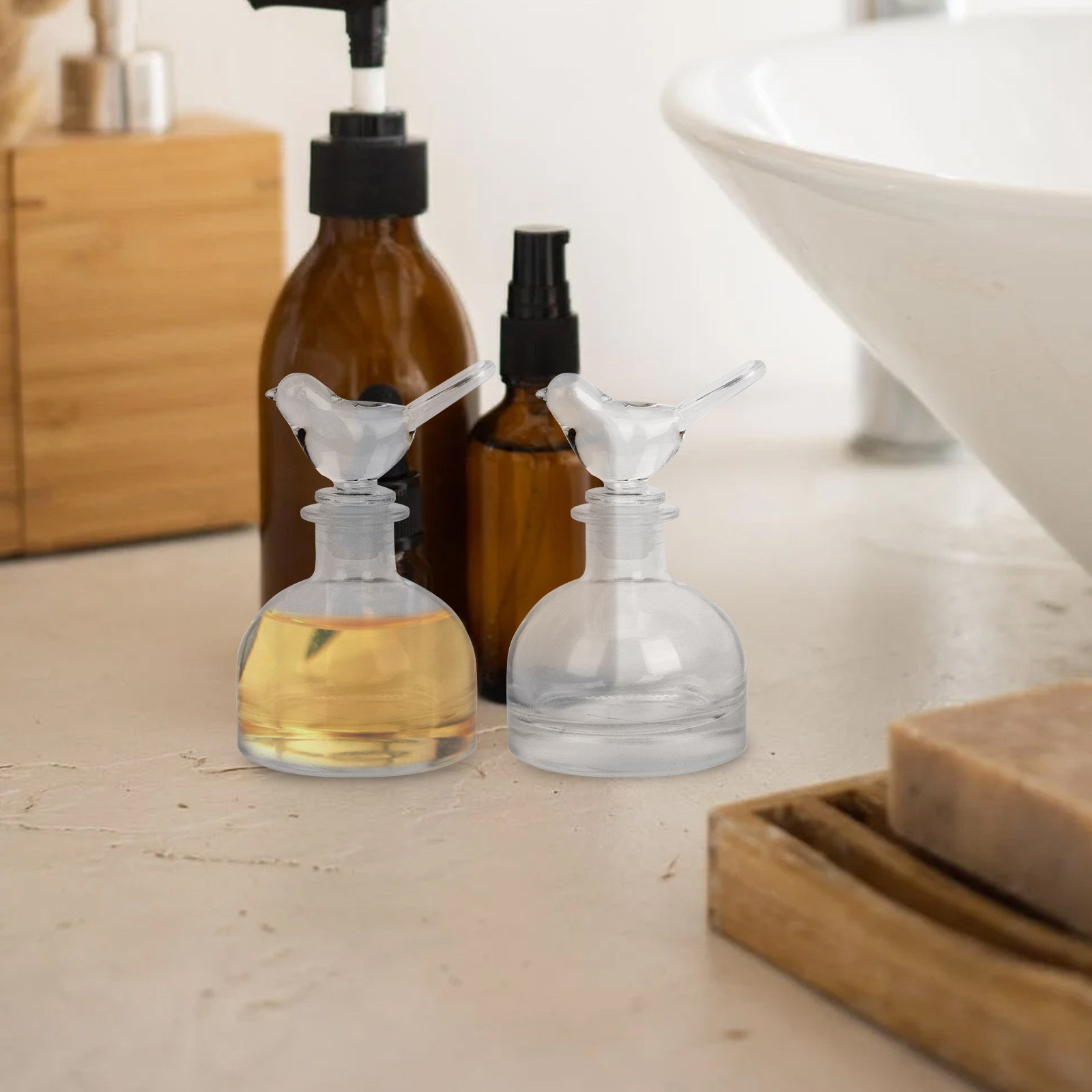 2 個のガラス香水瓶プレミアムクリア頑丈な家庭用車装飾フレグ - Home Fragrance Aromatherapy のレビューと価格