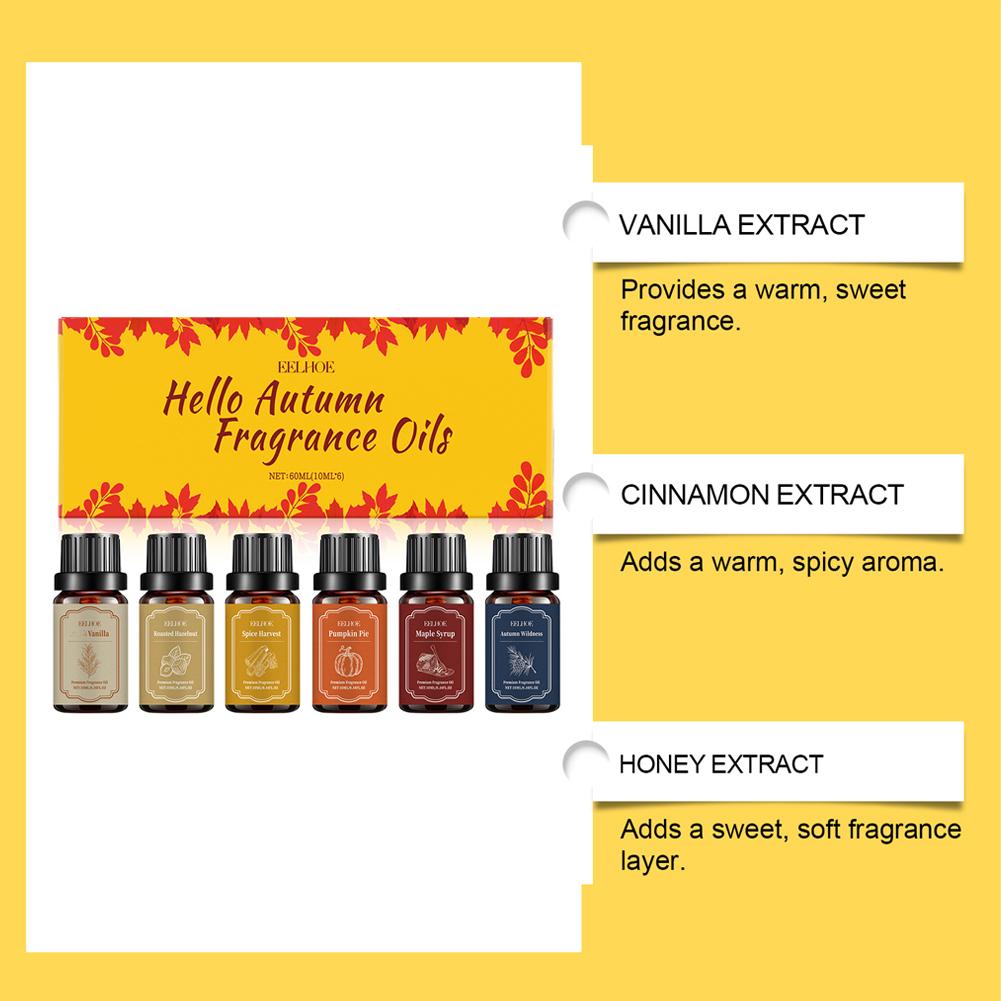 6x10ml 秋のディフューザーフレグランスオイル、秋のエッ - Home Fragrance Vanilla Scented Candle のレビューと価格