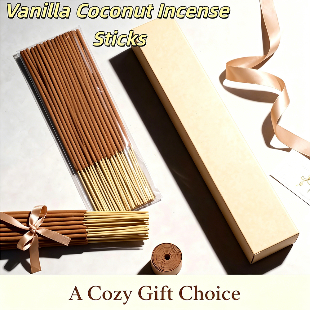 バニラココナッツ風味のプレミアム天然線香、長さ22cm、香り - Home Fragrance Vanilla Scented Candle のレビューと価格