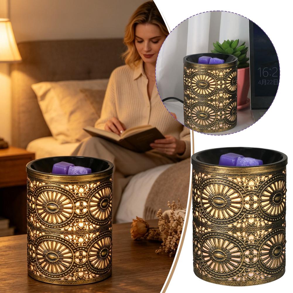 新しい香りのナイトライト、金色の幾何学模様の鉄製キャンドルス - Home Fragrance Aromatherapy のレビューと価格