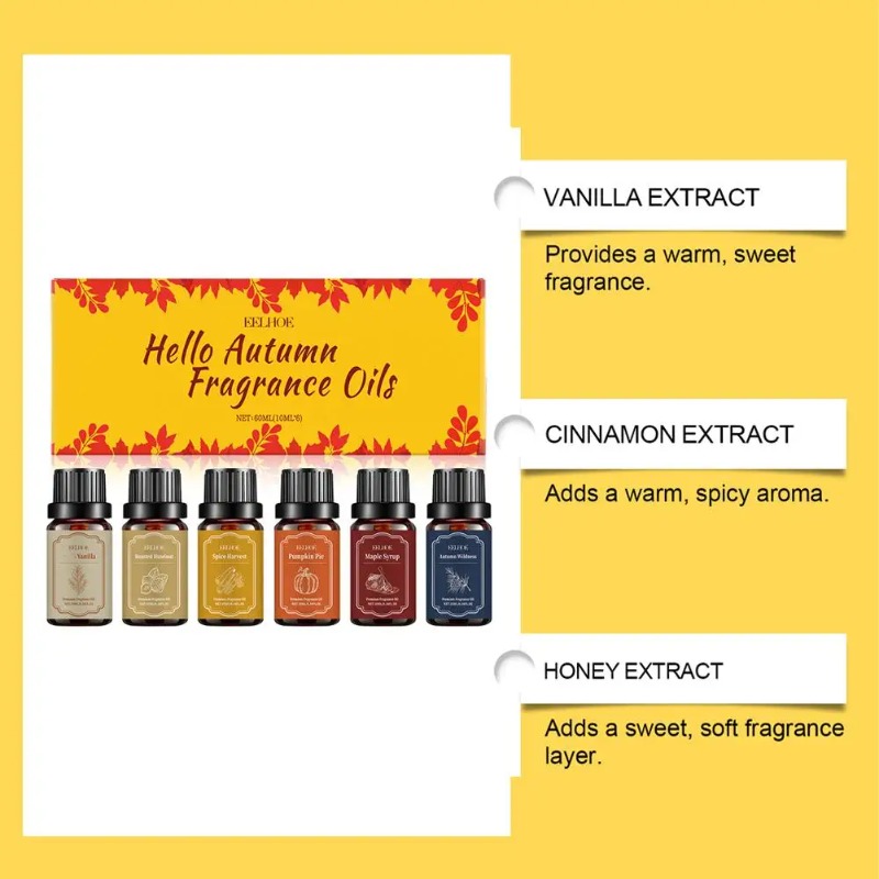 6x10ml 秋のディフューザー用フレグランスオイル、家庭用 - Home Fragrance Vanilla Scented Candle のレビューと価格